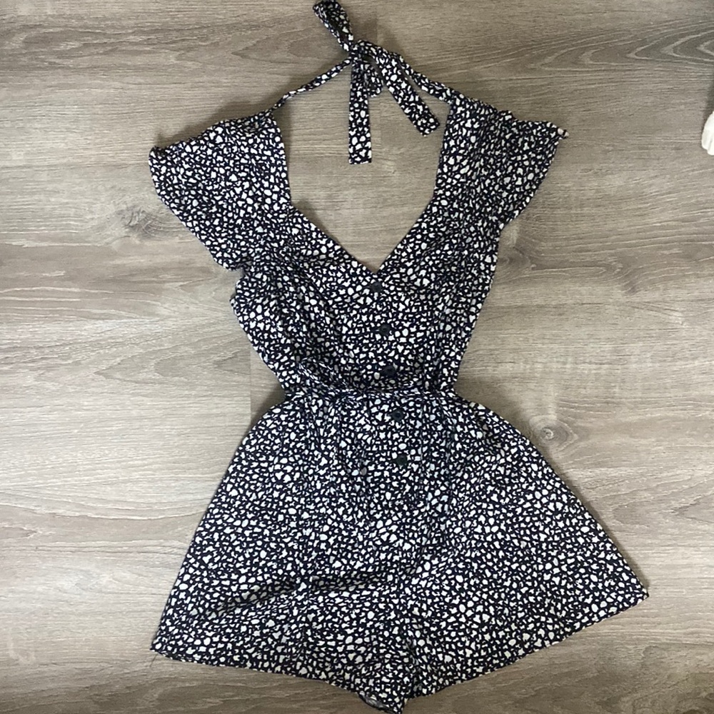 Navy and white romper